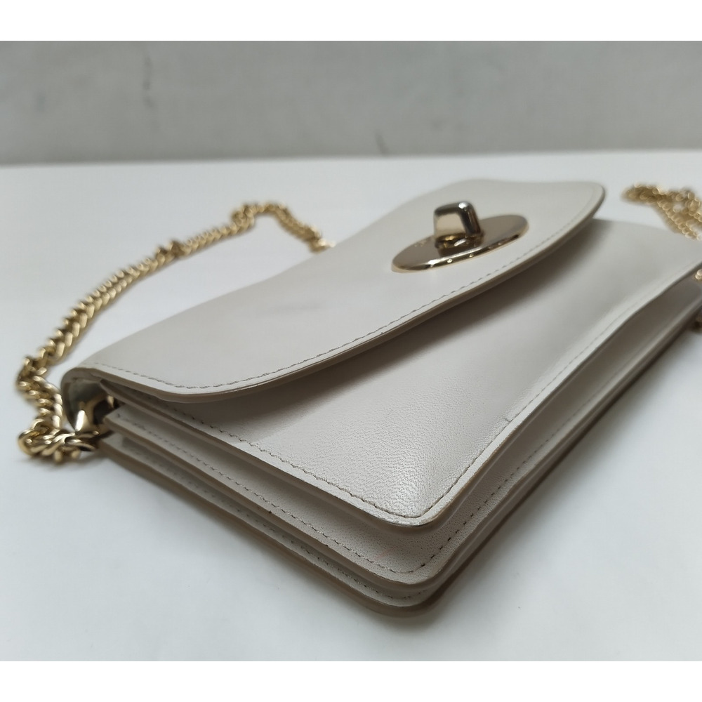 Coach Ivory Leather Chain Strap Turnlock Flap Closure Crossbody Bag - Picture 15 of 16